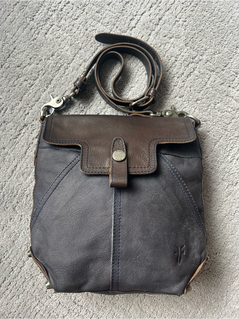 Frye Two-Tone Leather Messenger Crossbody